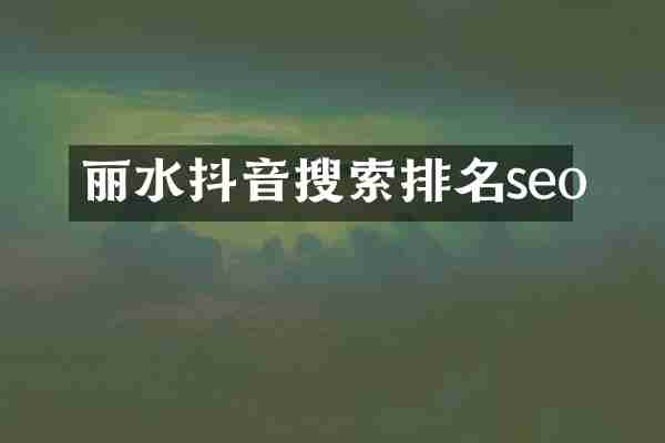 丽水抖音搜索排名seo
