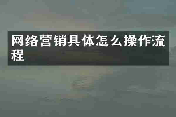 网络营销具体怎么操作流程