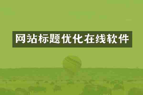网站标题优化在线软件