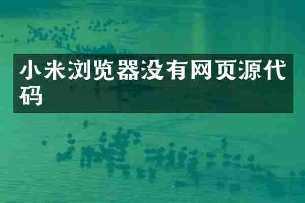 小米浏览器没有网页源代码