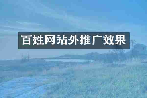 百姓网站外推广效果