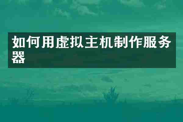 如何用虚拟主机制作服务器