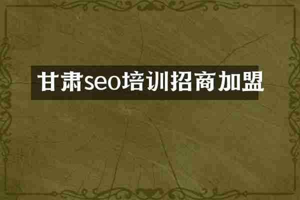 甘肃seo培训招商加盟