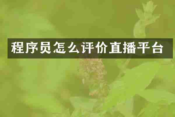 程序员怎么评价直播平台
