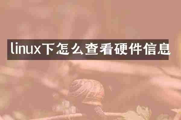 linux下怎么查看硬件信息