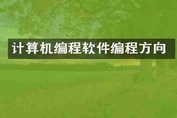 计算机编程软件编程方向