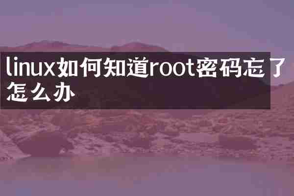 linux如何知道root密码忘了怎么办