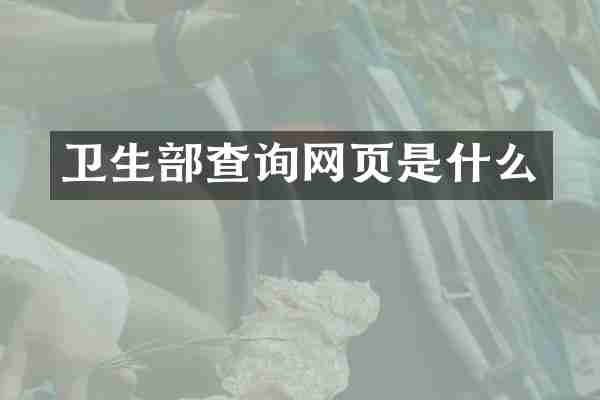卫生部查询网页是什么