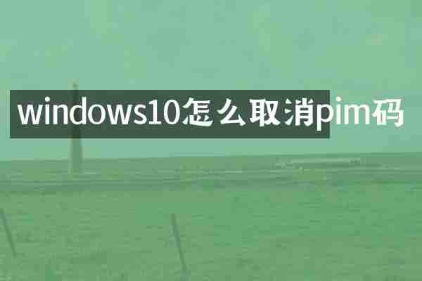 windows10怎么取消pim码