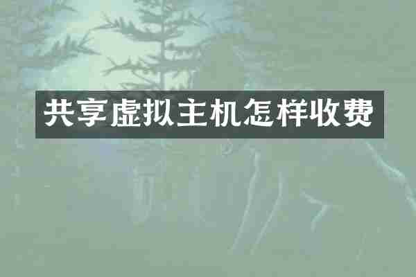 共享虚拟主机怎样收费