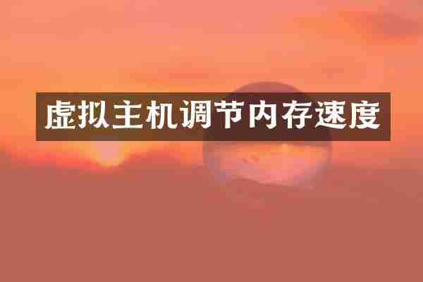 虚拟主机调节内存速度