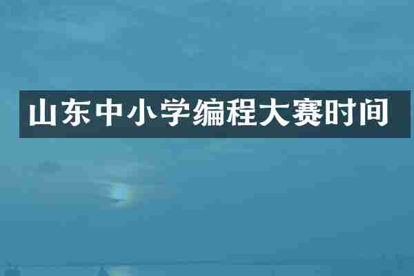 山东中小学编程大赛时间