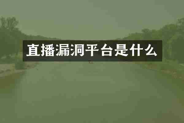 直播漏洞平台是什么