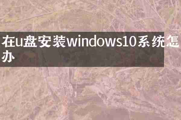 在u盘安装windows10系统怎么办