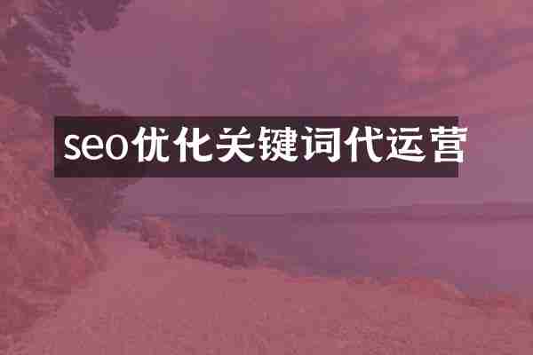seo优化关键词代运营