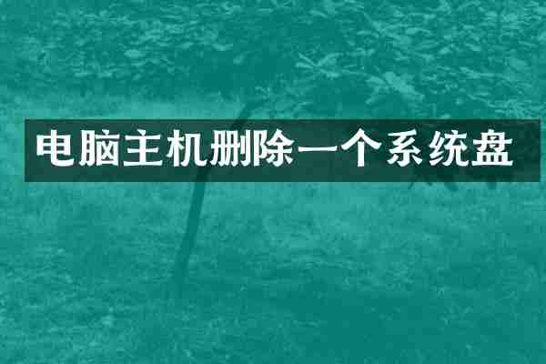 电脑主机删除一个系统盘