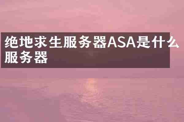 绝地求生服务器ASA是什么服务器