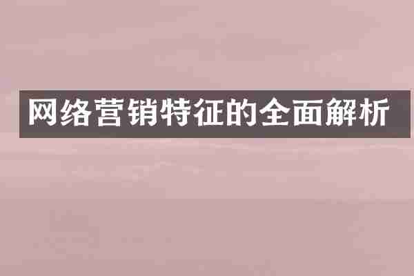 网络营销特征的全面解析