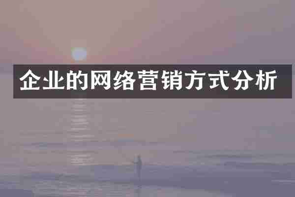 企业的网络营销方式分析