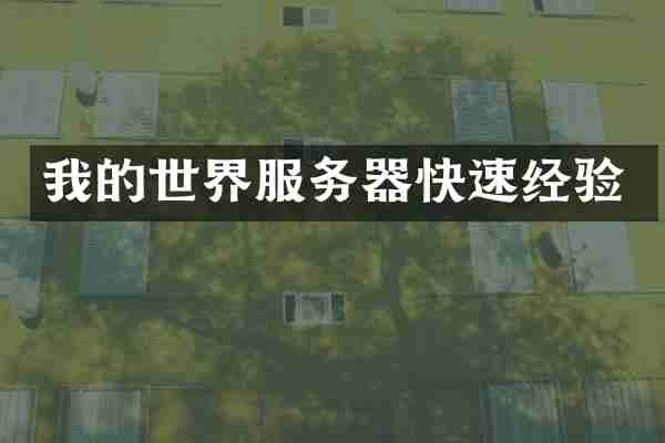 我的世界服务器快速经验