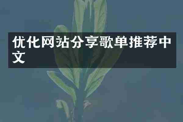 优化网站分享歌单推荐中文