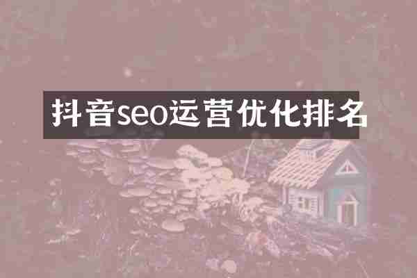 抖音seo运营优化排名