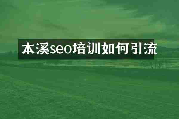 本溪seo培训如何引流