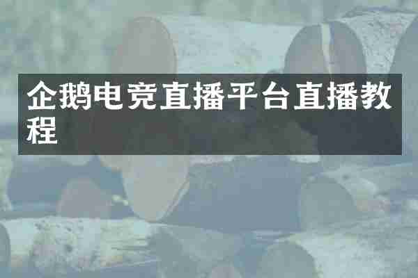 企鹅电竞直播平台直播教程