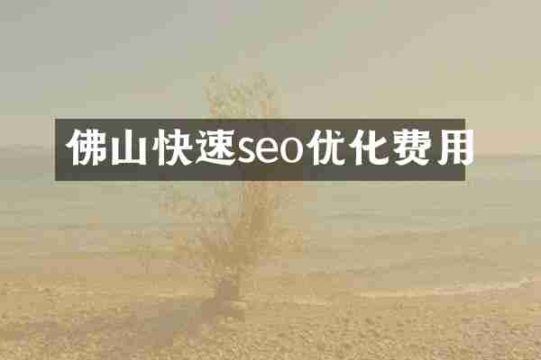 佛山快速seo优化费用