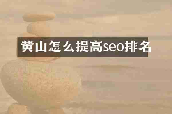 黄山怎么提高seo排名