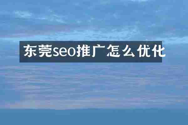 东莞seo推广怎么优化