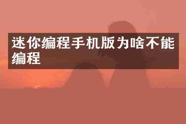 迷你编程手机版为啥不能编程
