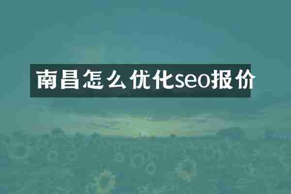 南昌怎么优化seo报价