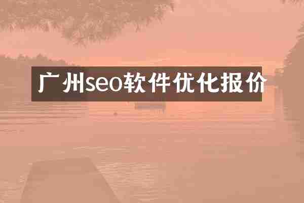广州seo软件优化报价