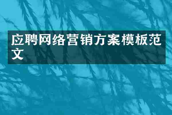 应聘网络营销方案模板范文