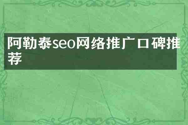 阿勒泰seo网络推广口碑推荐
