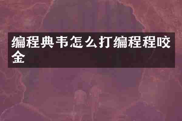 编程典韦怎么打编程程咬金