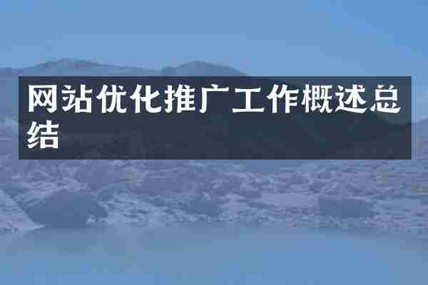 网站优化推广工作概述总结