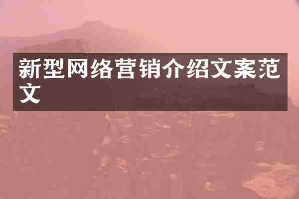 新型网络营销介绍文案范文