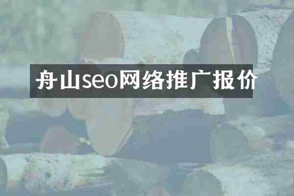 舟山seo网络推广报价