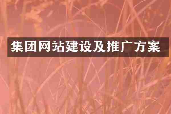 集团网站建设及推广方案