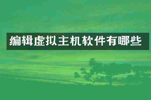 编辑虚拟主机软件有哪些