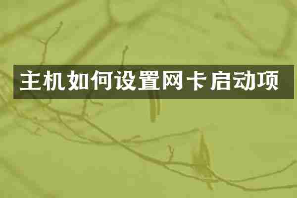 主机如何设置网卡启动项