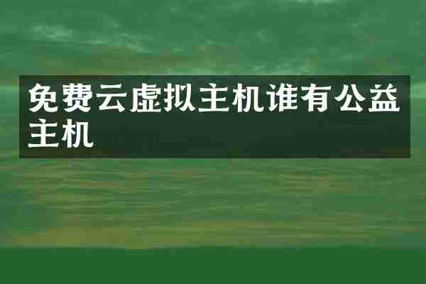免费云虚拟主机谁有公益主机
