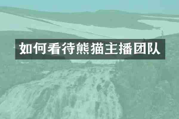 如何看待熊猫主播团队