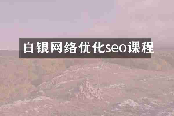白银网络优化seo课程