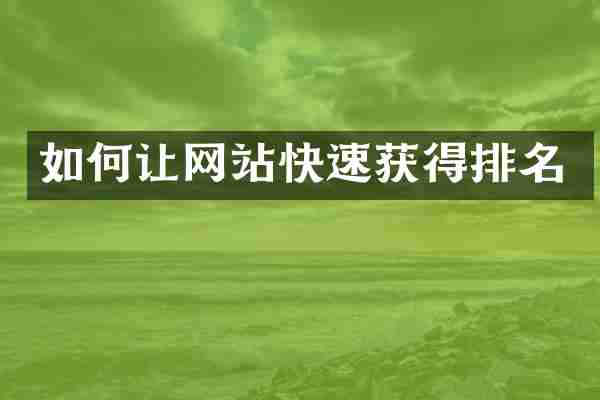 如何让网站快速获得排名