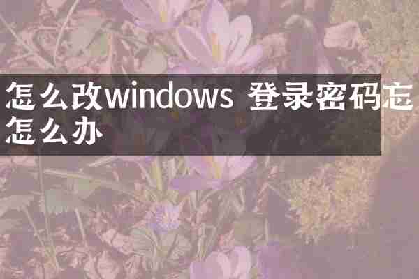 怎么改windows 登录密码忘了怎么办