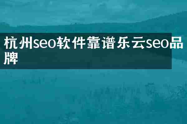 杭州seo软件靠谱乐云seo品牌
