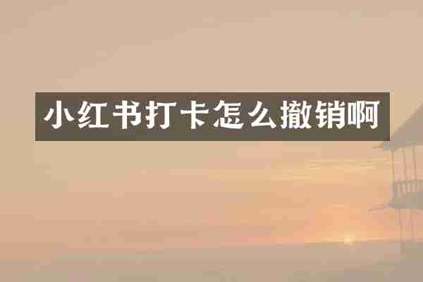 小红书打卡怎么撤销啊